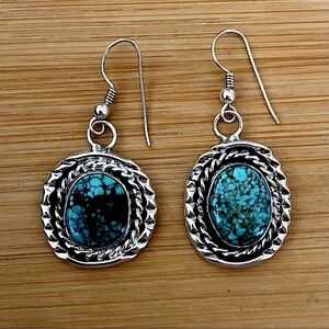 $82  Signed Native American Southwest Estate Earrings  Marked EJ STERLING